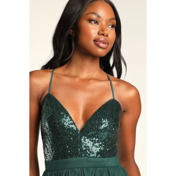 NWT Womens Size Small Lulus Love to Sparkle Sequin Tulle Sleeveless Mini Dress - Picture 3 of 5